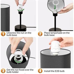 Lampada da Tavolo in Lino Dimmerabile a 3 Livelli con Porte di Ricarica USB A+C, Piccola Lampada da Comodino con Controllo Touch e Presa AC - Product Image 2