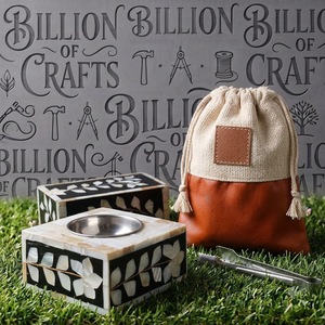Juego de quemador de incienso de lujo con incrustaciones de MOP, caja de almacenamiento, pinzas metálicas y bolsa de transporte. - Product Image 3