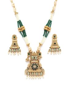 Conjunto de Collar Largo y Pendientes de Aleación de Cobre Chapado en Oro Indio con Diseño de Flor de Circonio, Joyería Tradicional para Bodas de Mujer - Product Image 4