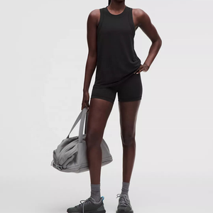 Women's <b>Black</b> Sleeveless <b>Tank</b> <b>Top</b> Crew Neck <b>Knitted</b> Breathable Solid Color Casual Style - Product Image 5