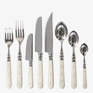 Juego de Cubiertos de Acero Inoxidable de Lujo con Mango de Hueso - Cuchara, Tenedor y Cuchillo Reutilizables, Ecológicos, Aptos para Lavavajillas, para Fiestas y Cenas - Product Image 1