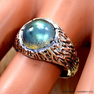 Bague en argent sterling 925 avec labradorite naturelle, faite à la main, prix de gros, bagues et bijoux en argent - Product Image 2