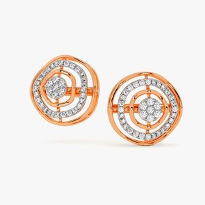 Pendientes de Oro Rosa con Diamantes Cultivados en Laboratorio en Forma de Círculo Concéntrico - Product Image 2