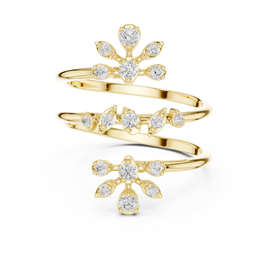 Luxury Yellow Gold Wrap Flower <b>Ring</b> with Crystal Floral Open Spiral Band Elegant <b>Adjustable</b> <b>Ring</b> for Women - Product Image 2