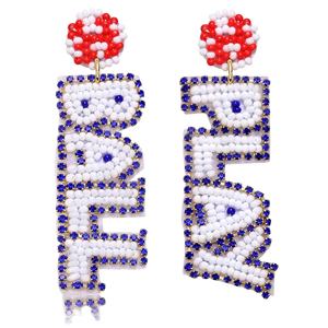 Boucles d'oreilles de baseball perlées artisanales bijoux sur le thème du sport pour les fans du jour du match accessoire parfait pour les hayons - Product Image 2