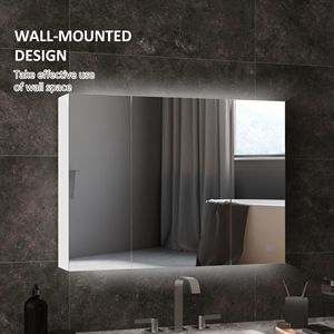 Armadietto a specchio da bagno con ricarica USB con ripiano regolabile 35.5 "W X 25.5" H portaoggetti bianco - Product Image 5