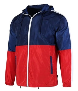 <b>Men's</b> Color Blocking Windproof Hooded <b>Racer</b> <b>Jacket</b> Zipper Closure Regular Sleeve Autumn Sporty Style Red Blue White - Product Image 4