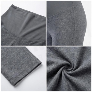 Leggings de maternité gris sans couture taille haute longueur intégrale, couleur unie, en coton élasthanne, pour le yoga et le sport féminin - Product Image 4