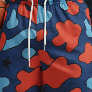 กางเกงขาสั้นผู้ชายผ้าถักระบายอากาศ แห้งเร็ว 5 นิ้ว โลโก้ด้านหน้า สไตล์ไฮสตรีท เอวยางยืด พิมพ์ลายซับลิเมชั่น สำหรับออกกำลังกาย - Product Image 5