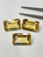 Pierre précieuse naturelle Citrine Jaune, paire d'octogones, taille à facettes, pierre libre 10x15mm, effet de changement de couleur, qualité excellente, grade rare pour la joaillerie