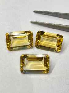 พลอยซิทรินธรรมชาติทรงแปดเหลี่ยมคู่ สีเหลือง ซิทรินเจียระไนทรงเหลี่ยม ขนาด 10x15 มม. สำหรับทำเครื่องประดับ - Product Image 2