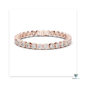 9.30 CT Rose <b>Gold</b> Round Lab Grown Diamond Bezel Set Tennis Bracelet in 18K <b>Solid</b> <b>Gold</b> - Product Image 6