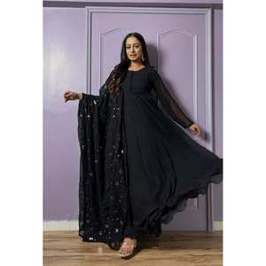 Hermoso vestido Anarkali con Dupatta y Pent Modest Party Wear Set - Product Image 2