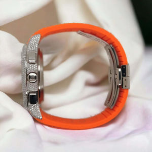 Wholesale Factory Orange <b>Band</b> Moissanite Diamond Studded <b>Wrist</b> Watch with Iced Out Moissanite Watch for Gift Pass Diamond Tester - Product Image 3