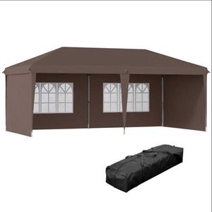 Tenda Pop-up per Feste 10FT X 20FT con 4 Pareti Laterali, Colore Caffè - Product Image 1