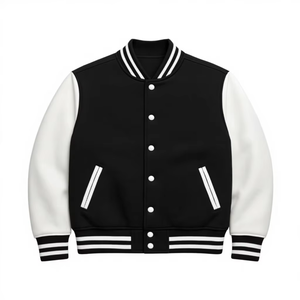 Chaqueta Varsity de Lana de Alta Calidad para Hombre, Estilo Universitario, con Botones Cubiertos, Cuello Alto Personalizado, Prenda Casual de Invierno de Algodón - Product Image 1