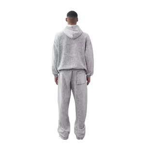 Conjunto de chándal lavado ácido desgastado Vintage para hombre de la mejor calidad, ropa de calle, 2 uds., jersey con capucha, chándal de invierno liso teñido - Product Image 5