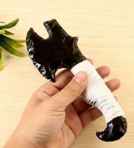 Hacha de Obsidiana Negra Natural de Primera Calidad, Tallada a Mano, con Mango de Madera, para Regalo de Cristal - Product Image 4