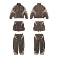 Ensemble de survêtement pour homme de haute qualité, veste coupe-vent et pantalon en polyester réfléchissant et nylon, patchwork personnalisé