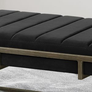Panca Ottomana Nera in Velluto Imbottito con Finitura in Ottone - Sgabelli e Pouf Eleganti - Product Image 6