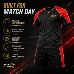 Uniforme de Rugby Transpirable Personalizado, Conjunto de Camiseta y Pantalones Cortos Sublimados en Negro y Rojo, Venta al Por Mayor, Equipación para Hombre, Secado Rápido, OEM - Product Image 3