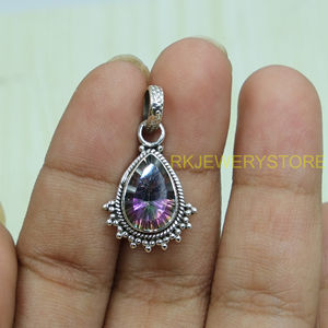 Colgante de Topacio Místico Arcoíris, Colgante de Plata de Ley 925, Colgante Hecho a Mano, Colgante Minimalista, Joyería de Regalo de Topacio Místico - Product Image 4