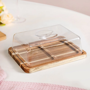 Caja de mantequilla rectangular de madera con tapa acrílica, diseño minimalista, cuchillo para mantequilla, caja de almacenamiento de mantequilla en oferta - Product Image 1