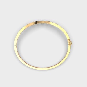 IGI Certified Lab Grown Emerald & Oval Diamond V-Shaped Dangle <b>Bangle</b> <b>Bracelet</b> in 14K Yellow / White / Rose Gold - Product Image 4