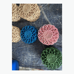 Handcrafted Rattan Flower Charger Plate | Natural Woven <b>Placemat</b> for Restaurant Cafe Home Decoration - Product Image 2