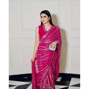 Robes de bal de créateur Saree élégant avec fil à paillettes Dori Work - Product Image 3