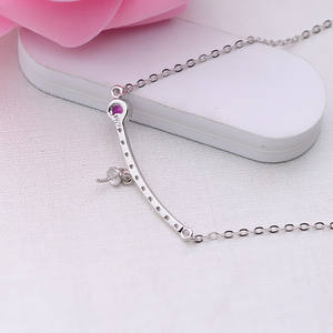 Collier pendentif en argent S925 pour femmes avec accessoires de bijoux DIY vides, chaîne de clavicule en perles - Product Image 3