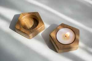 Portavelas de madera para velas de té, velas votivas y velas de pilar, únicos, tipo frasco. - Product Image 3