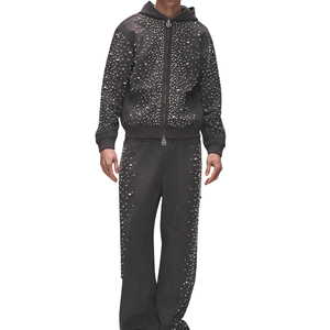 Survêtements en strass de couleur unie pour adultes, style streetwear, taille personnalisée, dernier design, survêtements en strass pour hommes - Product Image 1