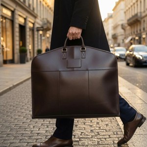 Sac de Voyage en Cuir Premium pour Vêtements, Fait Main, Porte-Costume, Fermeture Éclair Robuste, Décontracté, Simple, pour Voyages d'Affaires - Product Image 4