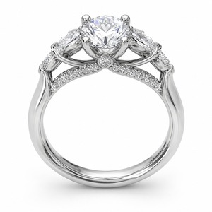 Anillo de compromiso de plata 925 para mujer con diamante talla brillante redonda, engaste de puntas, banda pavé, estilo clásico, certificado IGI - Product Image 1