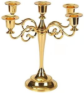 <b>Tall</b> Gold 5 Arm Candelabra Stand Set Metal Candlestick <b>Table</b> Centerpiece Wedding Banquet Event Decor - Product Image 6