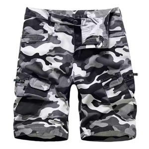 Shorts cargo tactiques pour hommes, taille mi-haute, fermeture boutonnée, respirants, en polyester, style décontracté avec poches - Product Image 6