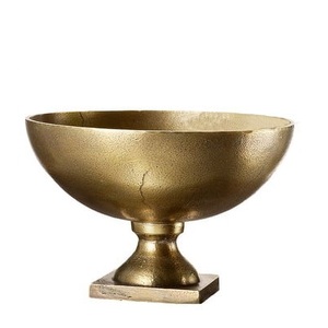 Antique Gold Metal Compote Bowl Vintage Brass Pedestal Champagne Bowl Handcrafted Raw Texture Bottle Chiller for Centerpiece - Product Image 1