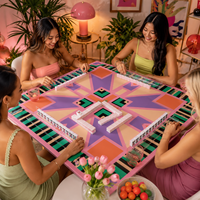 Tapis de Mahjong Géométrique Rétro de Luxe Pliable Personnalisé en Gros, Design Original, Tapis de Table de Poker en Néoprène Premium 33 Pouces, Cadeau