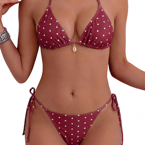 Swim Set 2-Piece Bikini Sexy Beachwear Sets <b>Top</b> Wide Straps Design Floral Print Swimsuit V Neck Back Self Tie Low Rise Bottom - Product Image 1