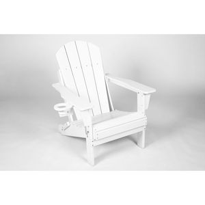 Adirondack Chair Set 3-Piece <b>Folding</b> White <b>Garden</b> Chairs with Side <b>Table</b> 2 Chairs and 1 <b>Table</b> - Product Image 4