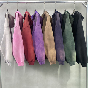 Sudadera con capucha y cremallera de diseño único, lavado ácido, 100% algodón, estilo hip hop urbano, unisex, con efecto desgastado y teñido anudado, para invierno. - Product Image 6
