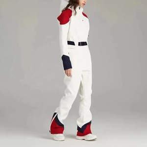 Combinaison de ski pour femme, imperméable, couleur unie, à capuche, avec fermeture éclair, imprimé numérique - Tex - Product Image 5