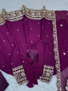 Magnifique ensemble Anarkali, coupe confortable, look élégant, robe et pantalon stylés, dupatta assorti, est magnifique, idéal pour les occasions festives, un look ethnique sublime. - Product Image 6