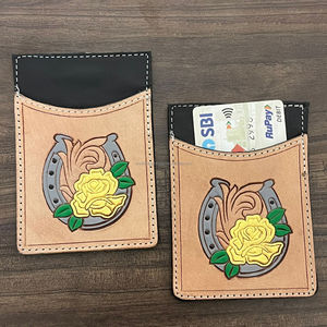 เคสใส่บัตรเครดิตหนังวัวแบบมีเครื่องมือพร้อมที่ใส่บัตรลายเกือกม้าดีไซน์แบบตะวันตกบางมินิมอลสำหรับทุกเพศ - Product Image 4