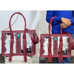 Sac fourre-tout de luxe en cuir véritable fait main de haute qualité pour femme, grande capacité, sacs de marque en cuir de vachette, sac à bandoulière avec franges - Product Image 1