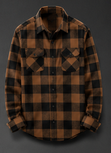 Chemise en flanelle à carreaux à manches longues pour homme de haute qualité, coupe classique, décontractée, en coton, boutonnée - Product Image 6