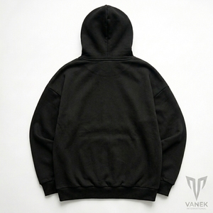 เสื้อฮู้ดผู้ชาย VANEK สีดำ ผ้าฟลีซ พิมพ์ลายวงจรสีนีออนสีน้ำเงิน ทรงปกติ สไตล์สตรีทแวร์รักษ์โลก เหมาะสำหรับใส่ในฤดูใบไม้ผลิ - Product Image 2