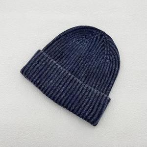 Custom Logo Hand Drawn Jacquard Ribbed Cuff <b>Beanie</b> Solid Color Thick Knitted Winter Skull Cap Unisex Warm Casual Daily Hat - Product Image 2