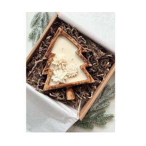 Vela aromática de lujo sencilla en frasco de madera con diseño de grano de madera y mármol para Navidad, contenedor de velas al por mayor - Product Image 1